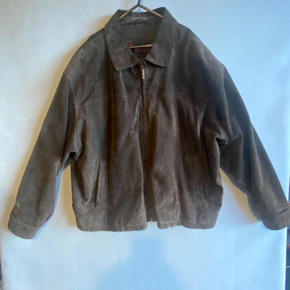 Vintage PHASE TWO Brown Suede Leather Bomber Jacket - Big & Tall 4XL/5XL